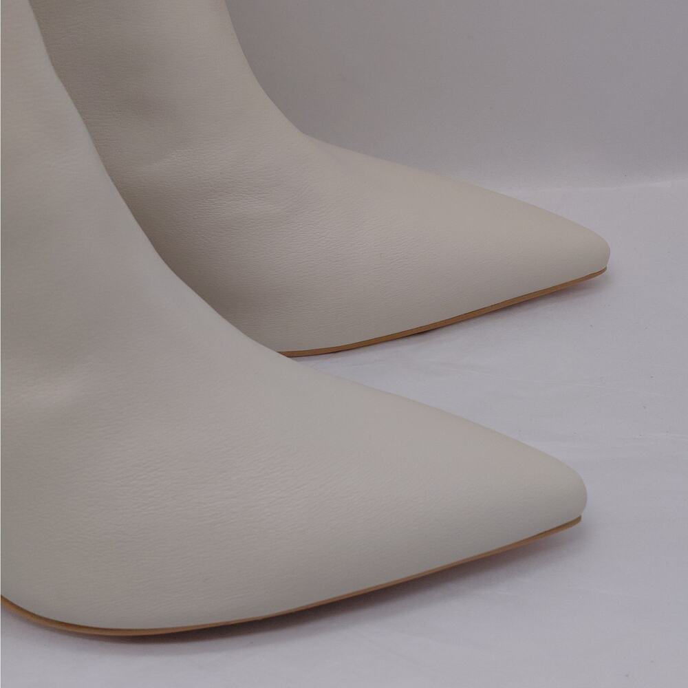 Lulus Womens Knee High Heeled Boots Size 11 Ivory Pointed Toe Coastal Cowgirl - Picture 3 of 12